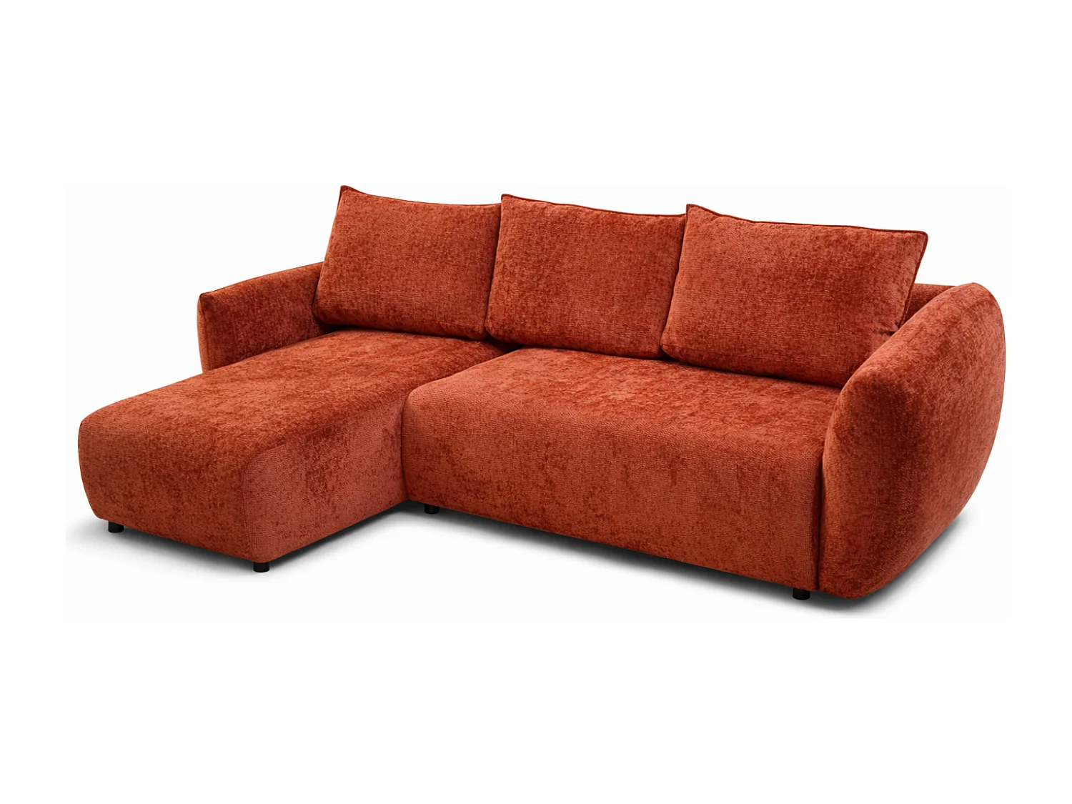 Canapé d’angle gauche convertible élégant ZEPHIRA 258 × 170 cm en tissu FLOW 9 orange