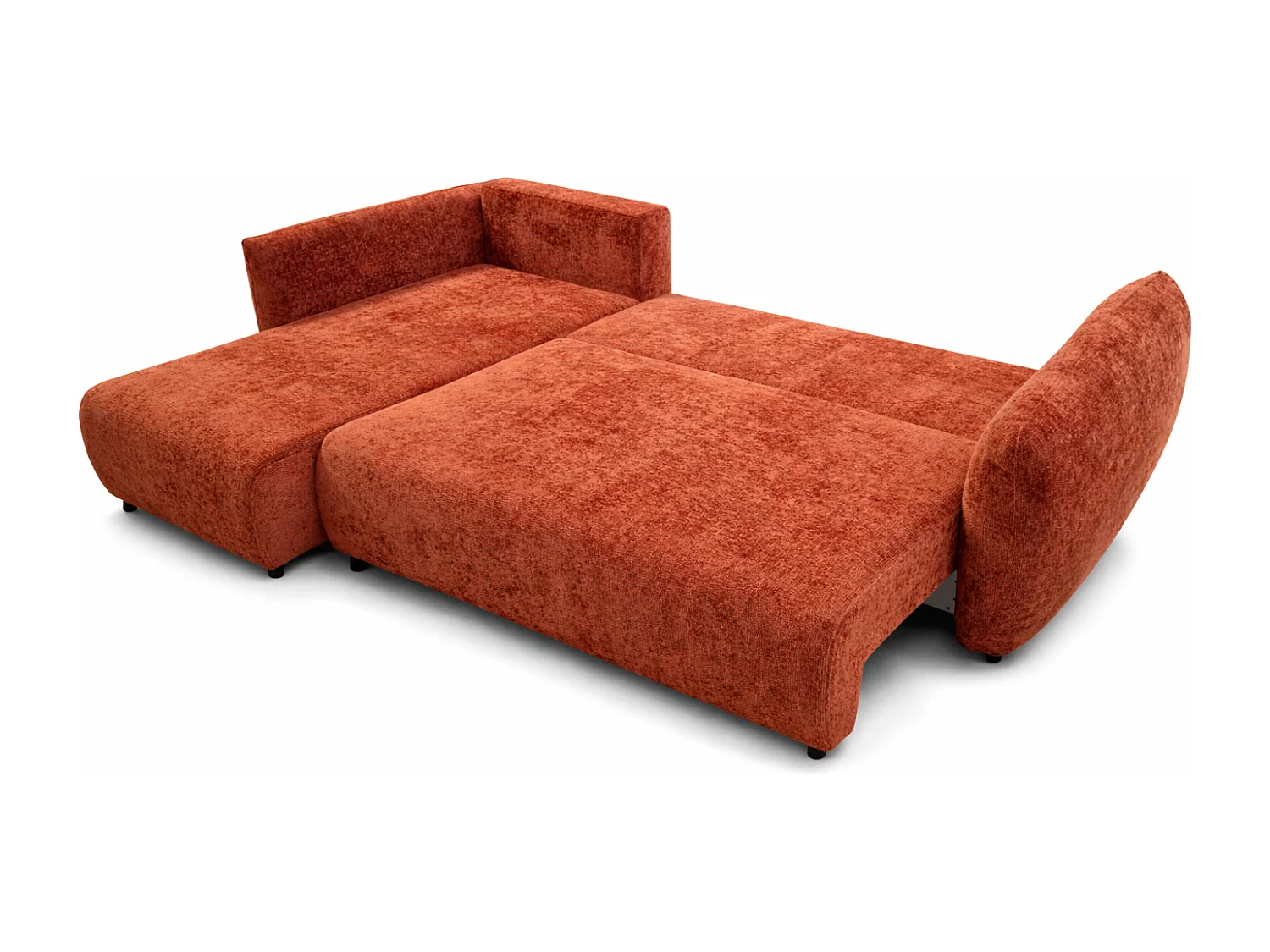 Canapé d’angle gauche convertible élégant ZEPHIRA 258 × 170 cm en tissu FLOW 9 orange