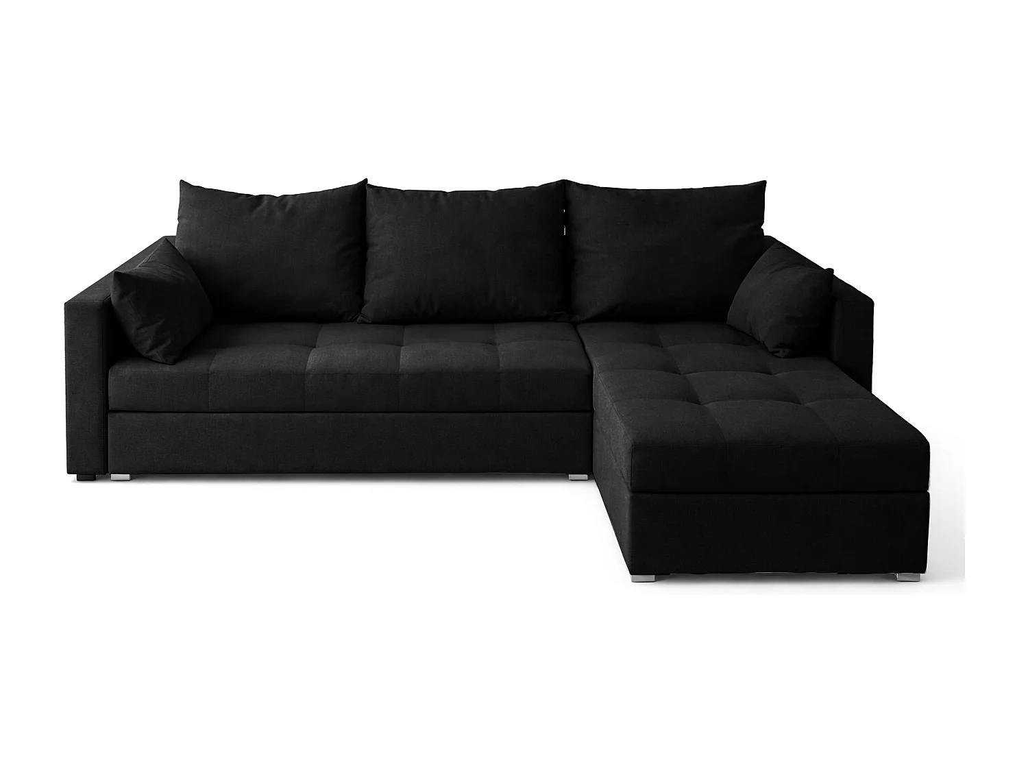 AX LIVING Canapé d’angle ELIF noir convertible avec coffre L moderne droite