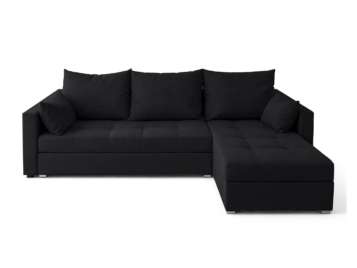 AX LIVING Canapé d’angle ELIF noir convertible avec coffre L moderne droite