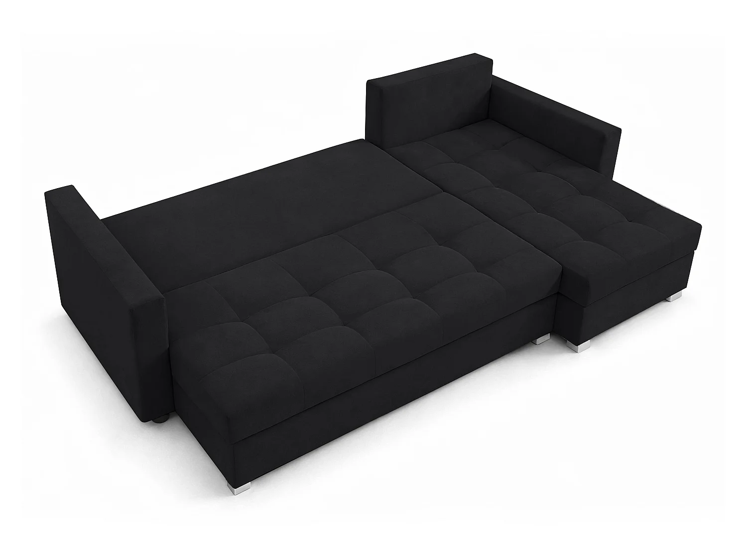 AX LIVING Canapé d’angle ELIF noir convertible avec coffre L moderne droite