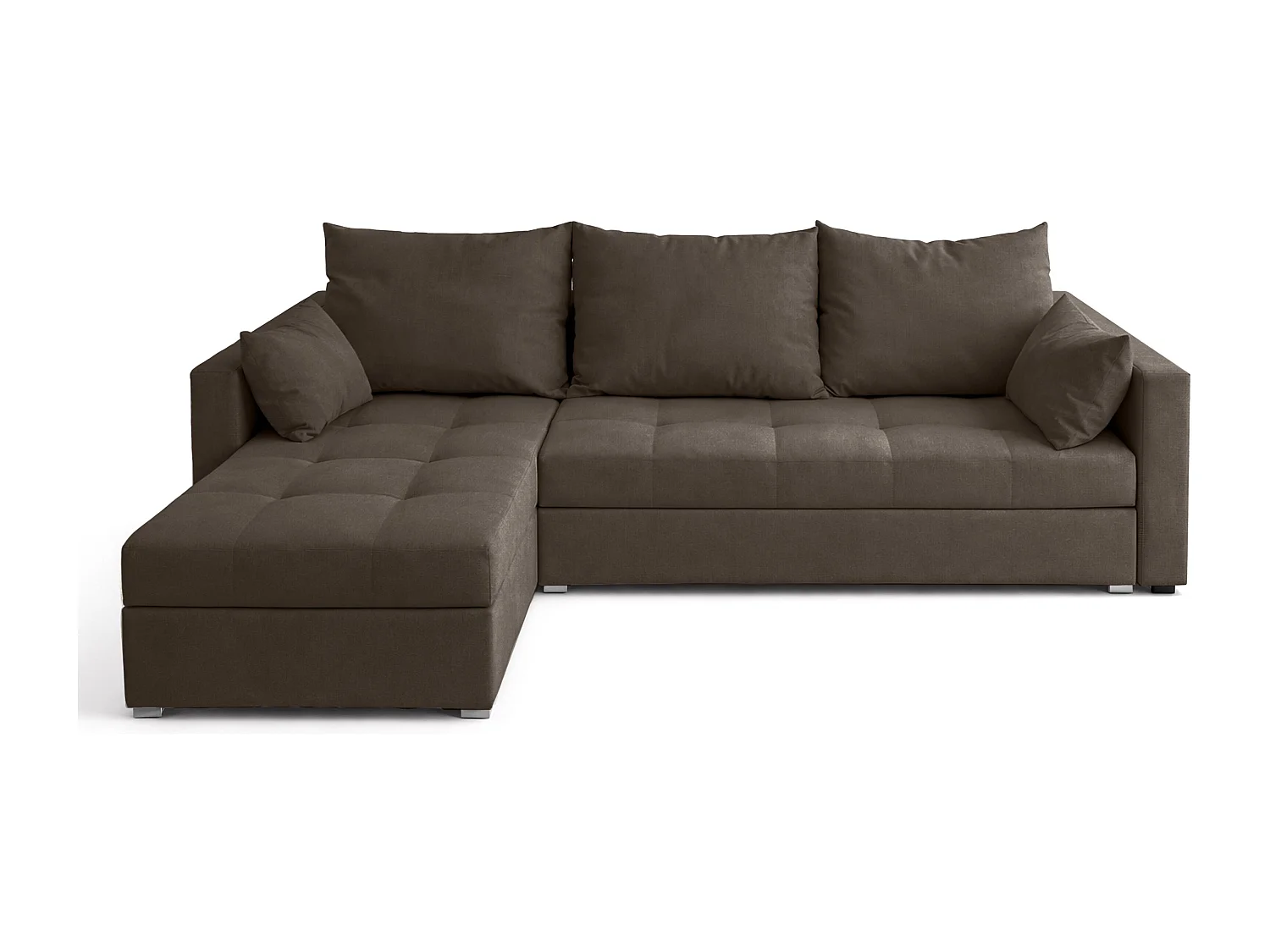 AX LIVING Canapé d’angle ELIF marron convertible avec coffre L moderne gauche