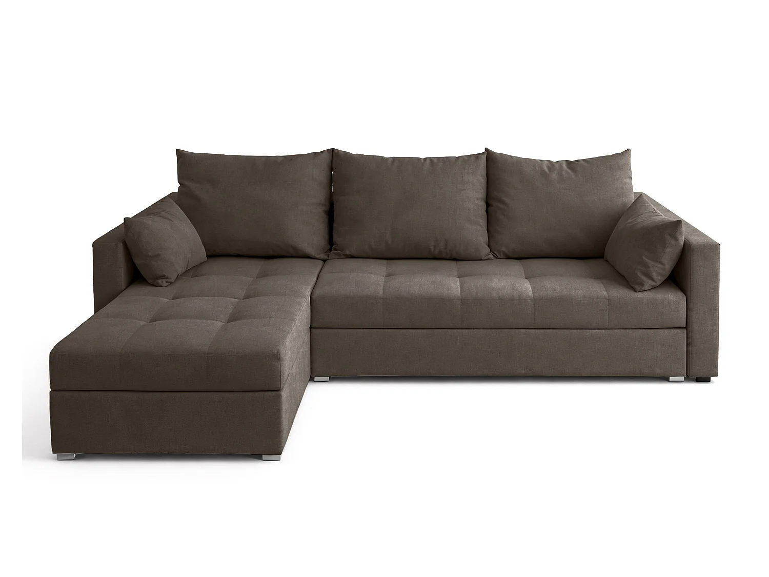 AX LIVING Canapé d’angle ELIF marron convertible avec coffre L moderne gauche