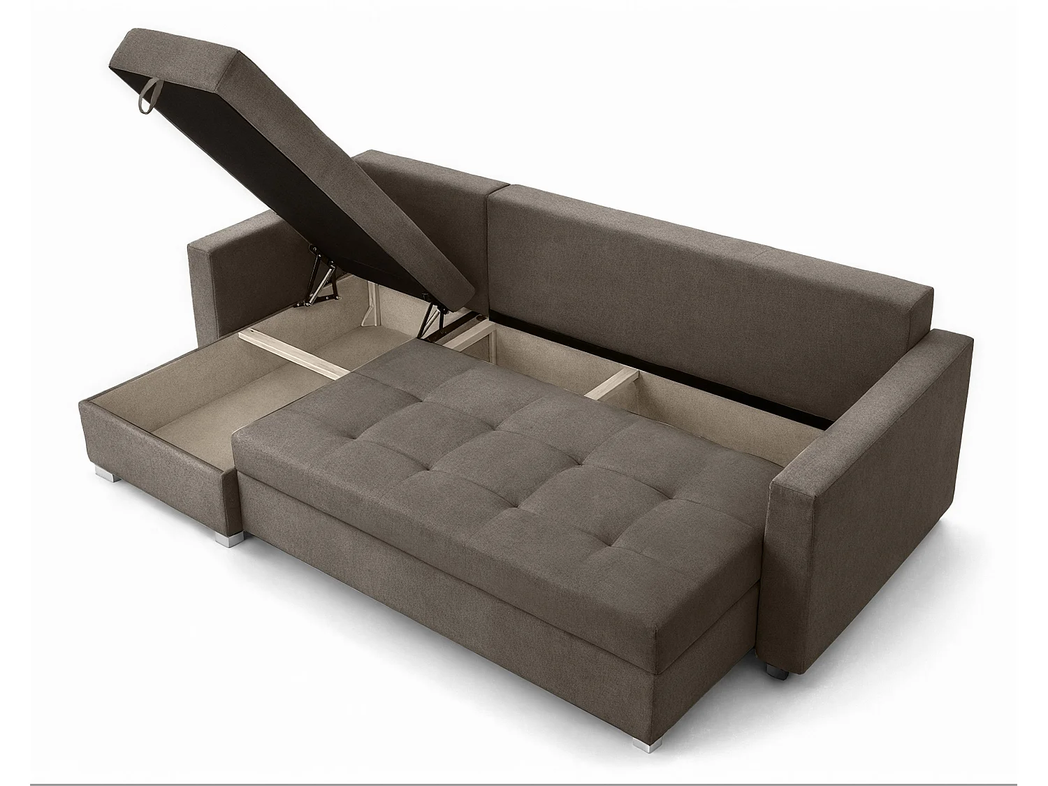 AX LIVING Canapé d’angle ELIF marron convertible avec coffre L moderne gauche