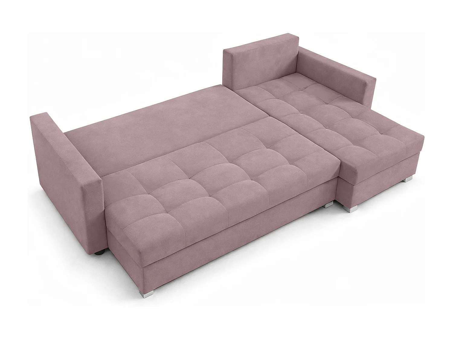AX LIVING Canapé d’angle ELIF rose convertible avec coffre L moderne droite