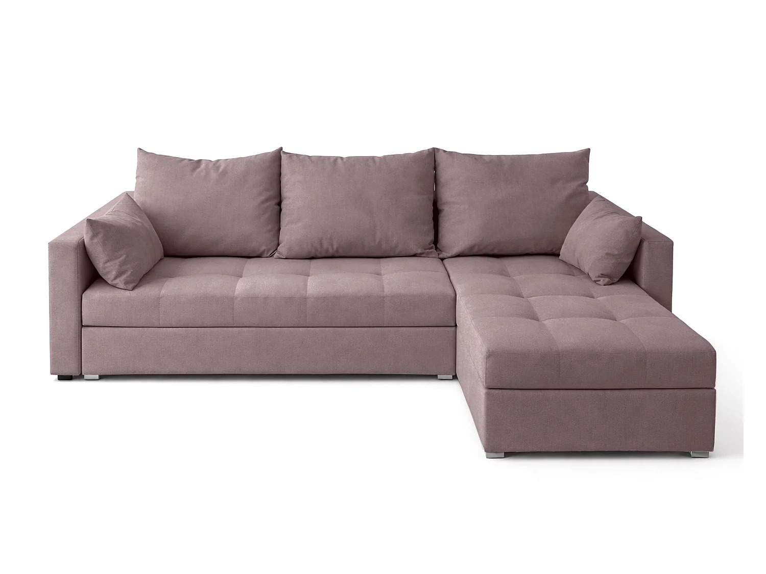 AX LIVING Canapé d’angle ELIF rose convertible avec coffre L moderne droite