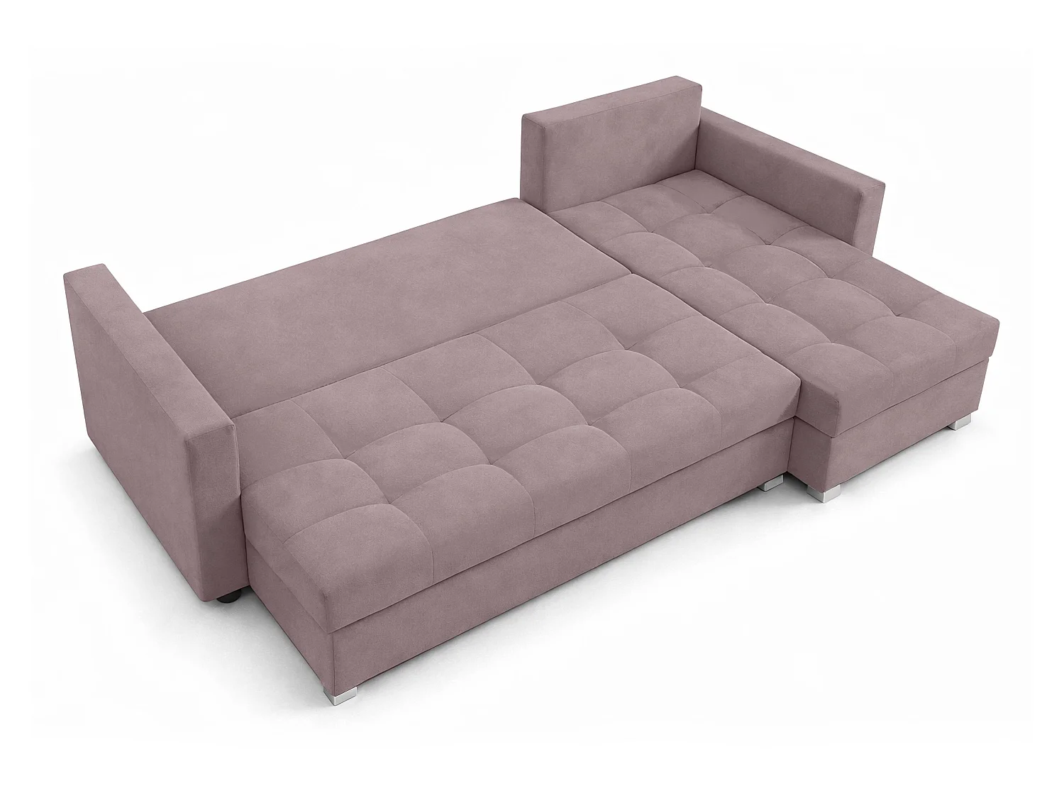 AX LIVING Canapé d’angle ELIF rose convertible avec coffre L moderne droite