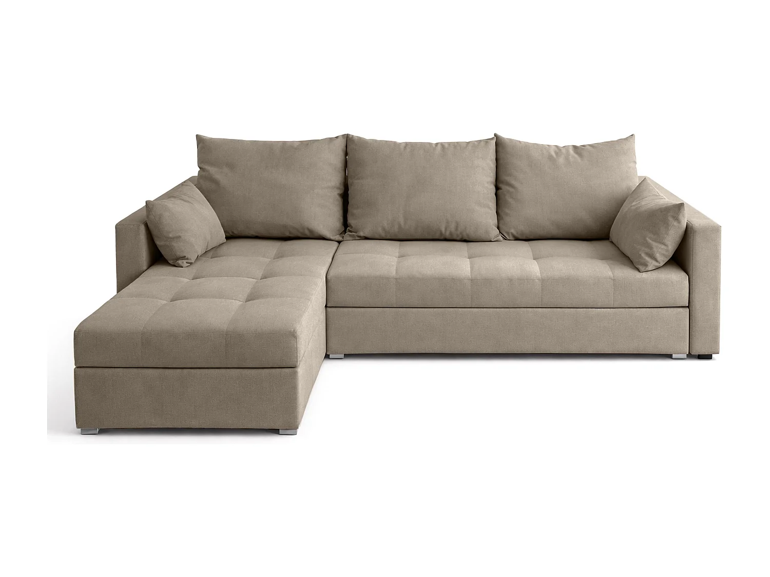 AX LIVING Canapé d’angle ELIF marron clair convertible avec coffre L moderne gauche