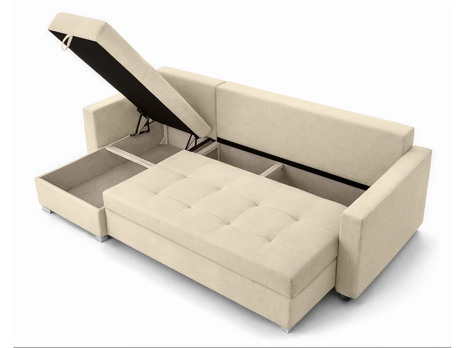 AX LIVING Canapé d’angle ELIF marron clair convertible avec coffre L moderne gauche