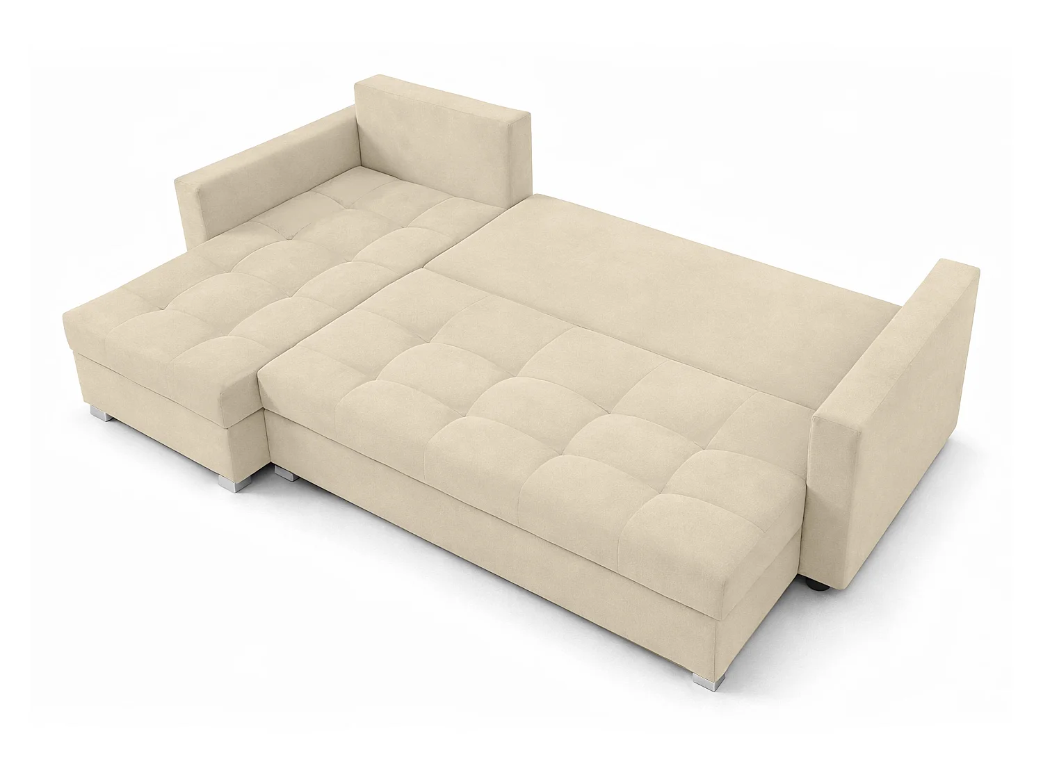 AX LIVING Canapé d’angle ELIF marron clair convertible avec coffre L moderne gauche