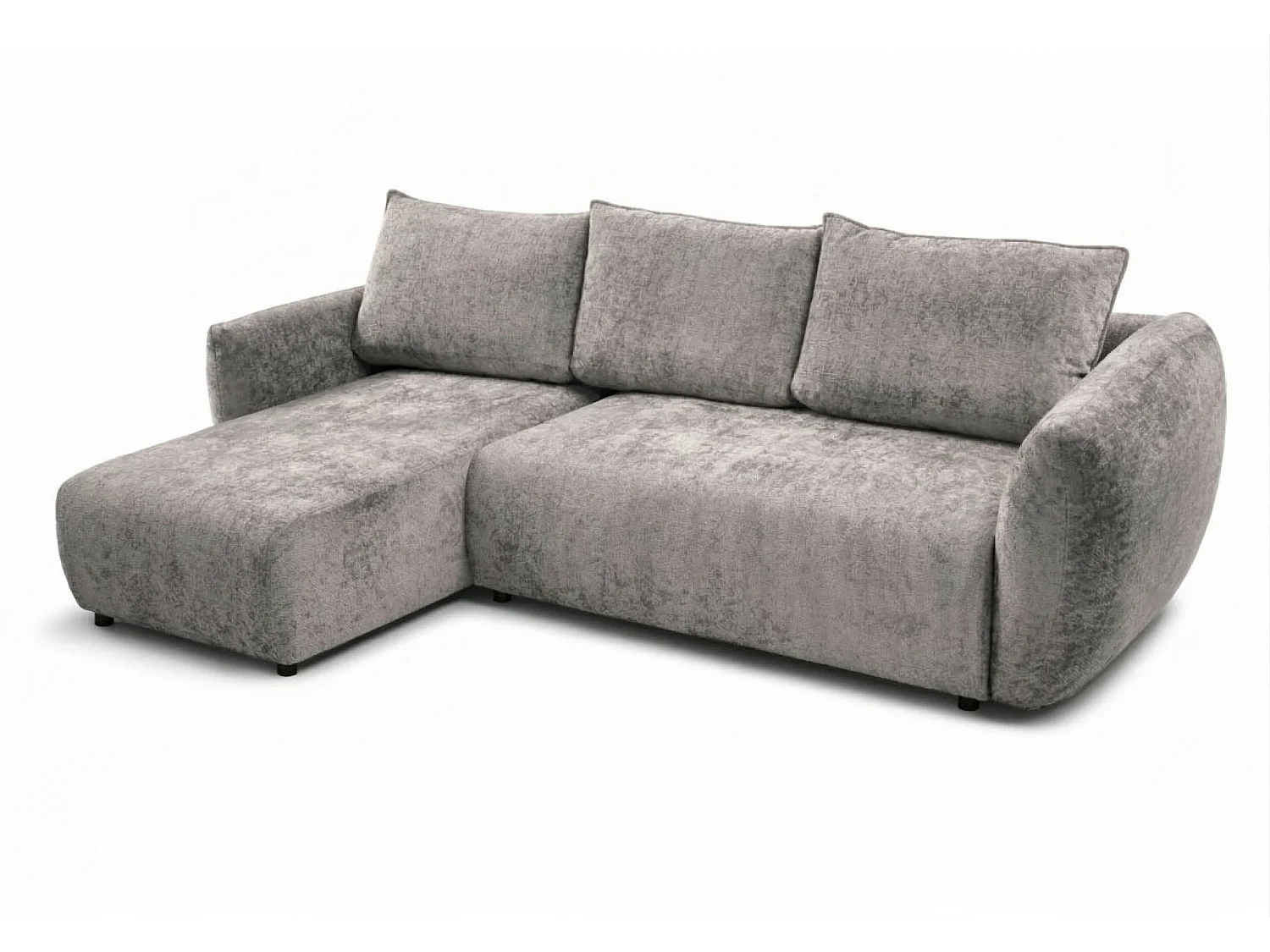 Canapé d’angle convertible gauche ZEPHIRA 258 × 170 cm en tissu FLOW 1 gris