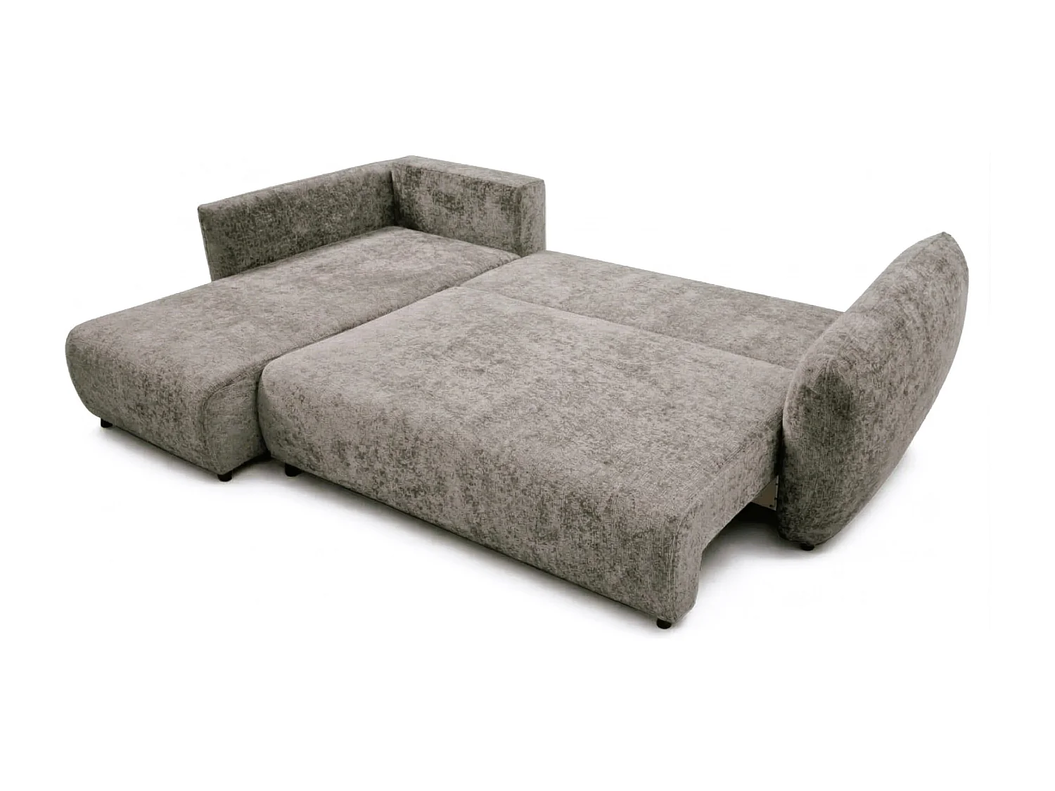 Canapé d’angle convertible gauche ZEPHIRA 258 × 170 cm en tissu FLOW 1 gris