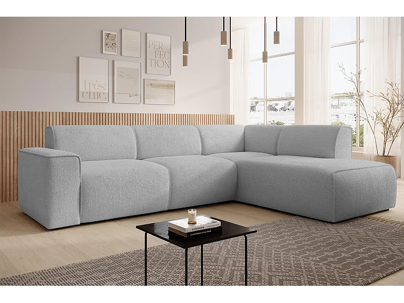 AX LIVING Canapé d’angle L Didim L gris clair 292 cm élégant confortable droite