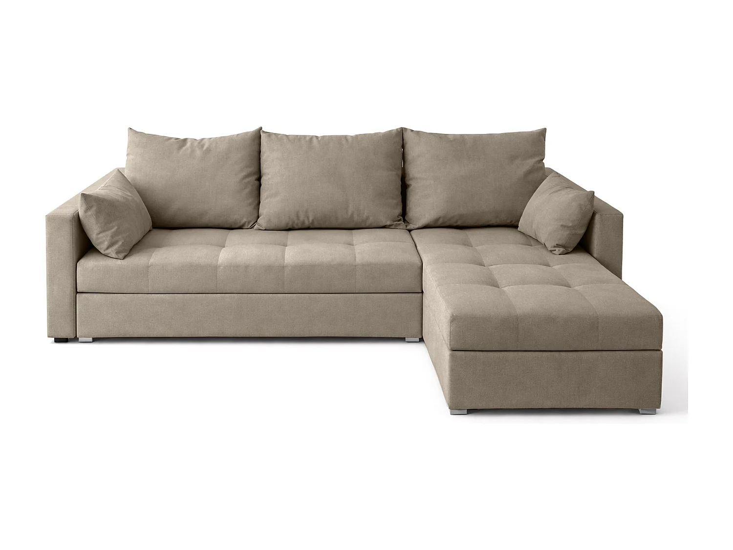 AX LIVING Canapé d’angle ELIF marron clair convertible avec coffre L moderne droite