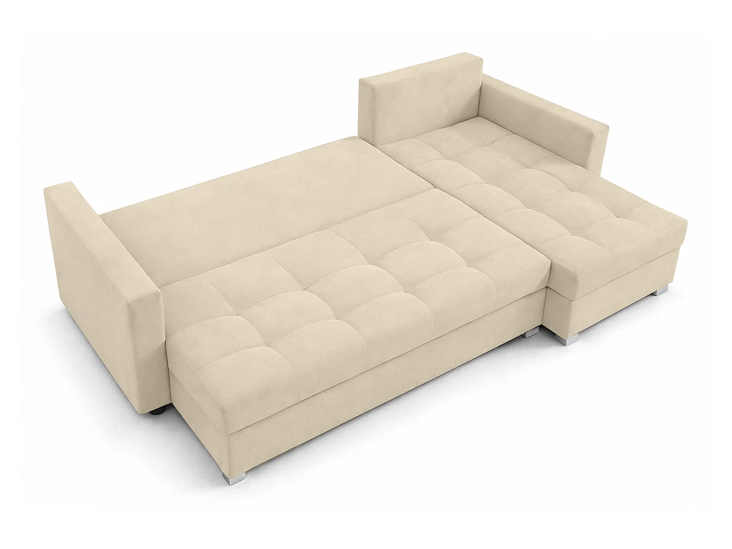 AX LIVING Canapé d’angle ELIF marron clair convertible avec coffre L moderne droite