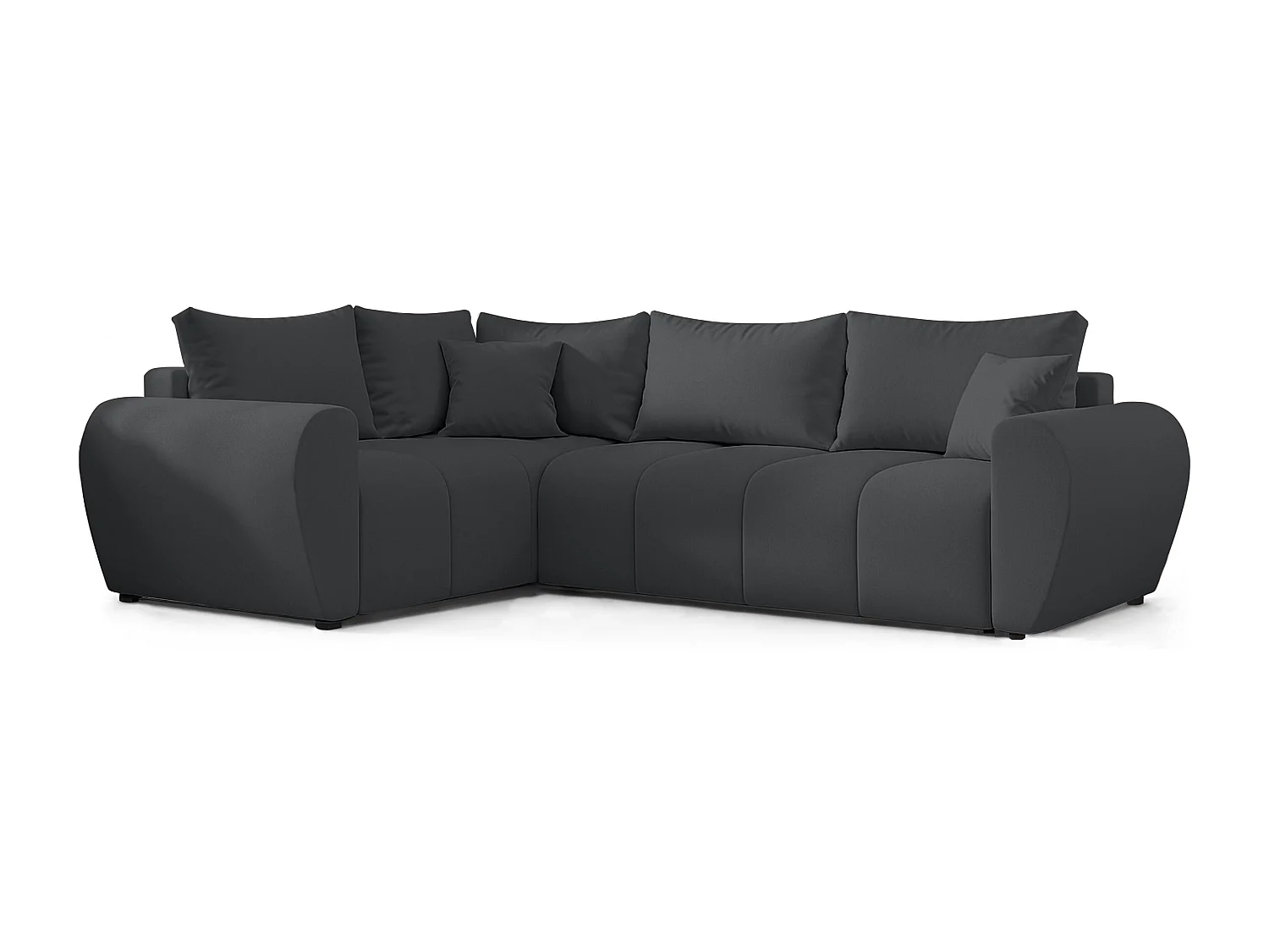 AX LIVING Canapé d’angle convertible Malatya L gris foncé 235 cm confortable gauche