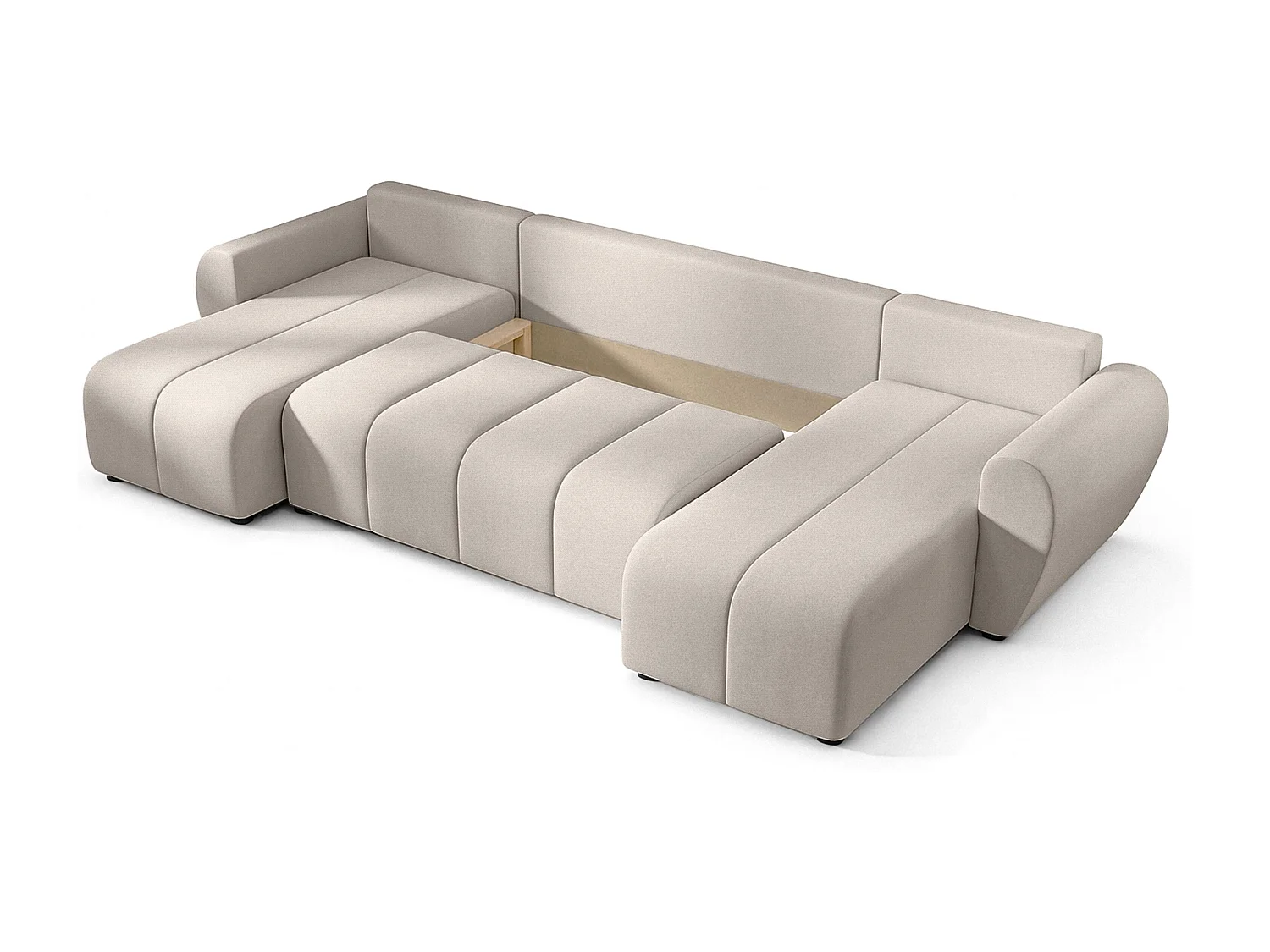 AX LIVING Canapé panoramique en U Malatya beige convertible 311 cm