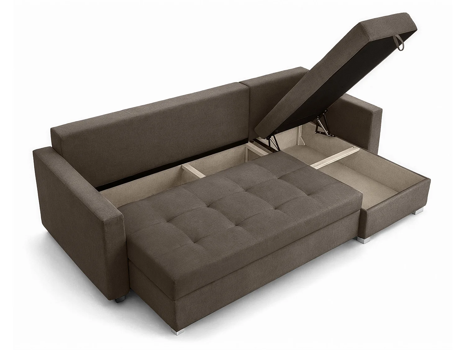 AX LIVING Canapé d’angle ELIF marron convertible avec coffre L moderne droite