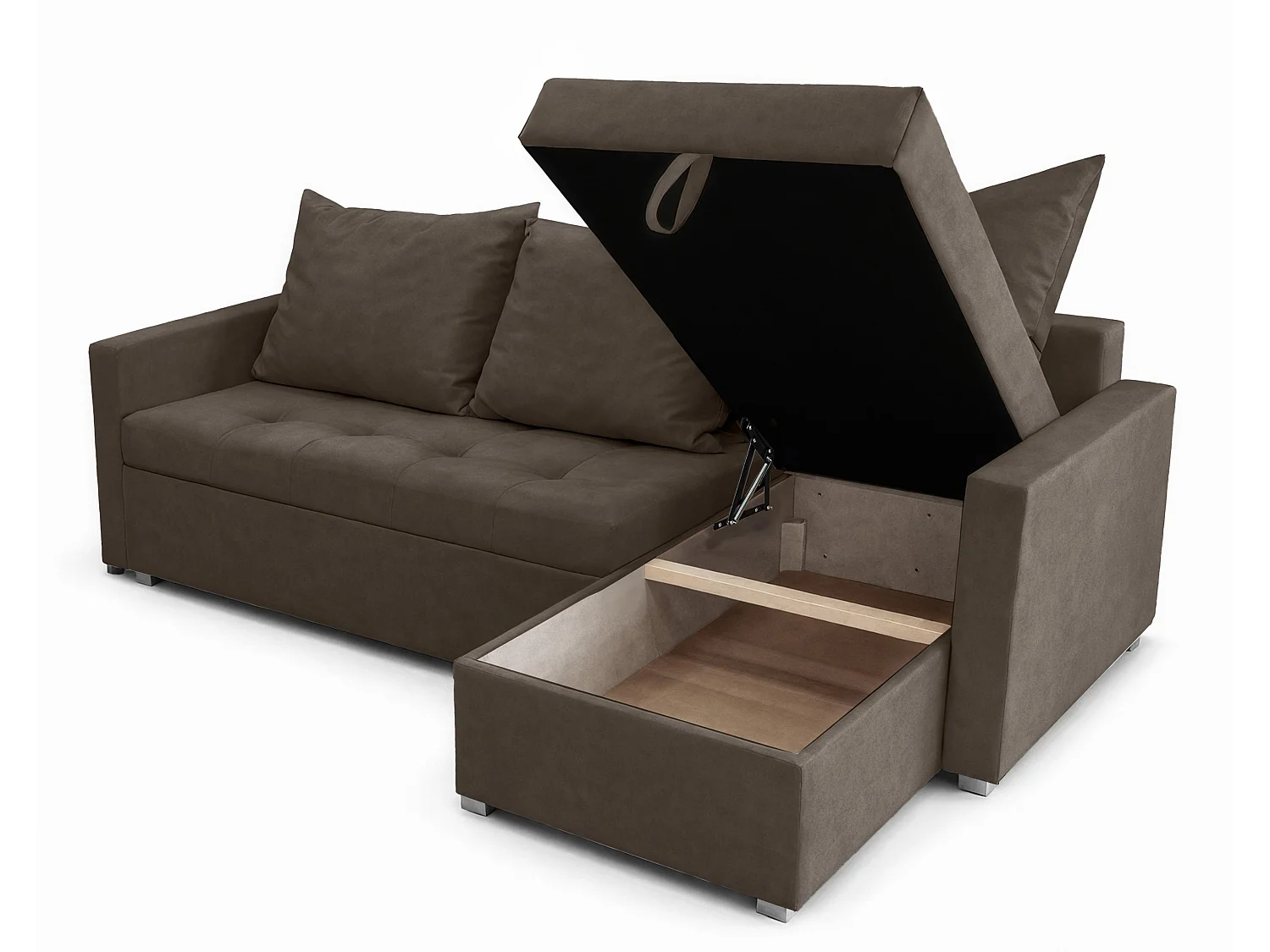 AX LIVING Canapé d’angle ELIF marron convertible avec coffre L moderne droite