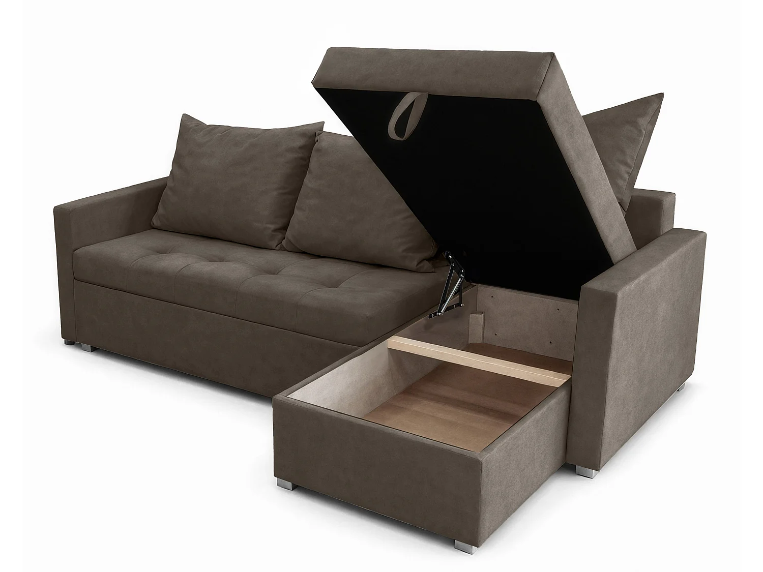 AX LIVING Canapé d’angle ELIF marron convertible avec coffre L moderne droite