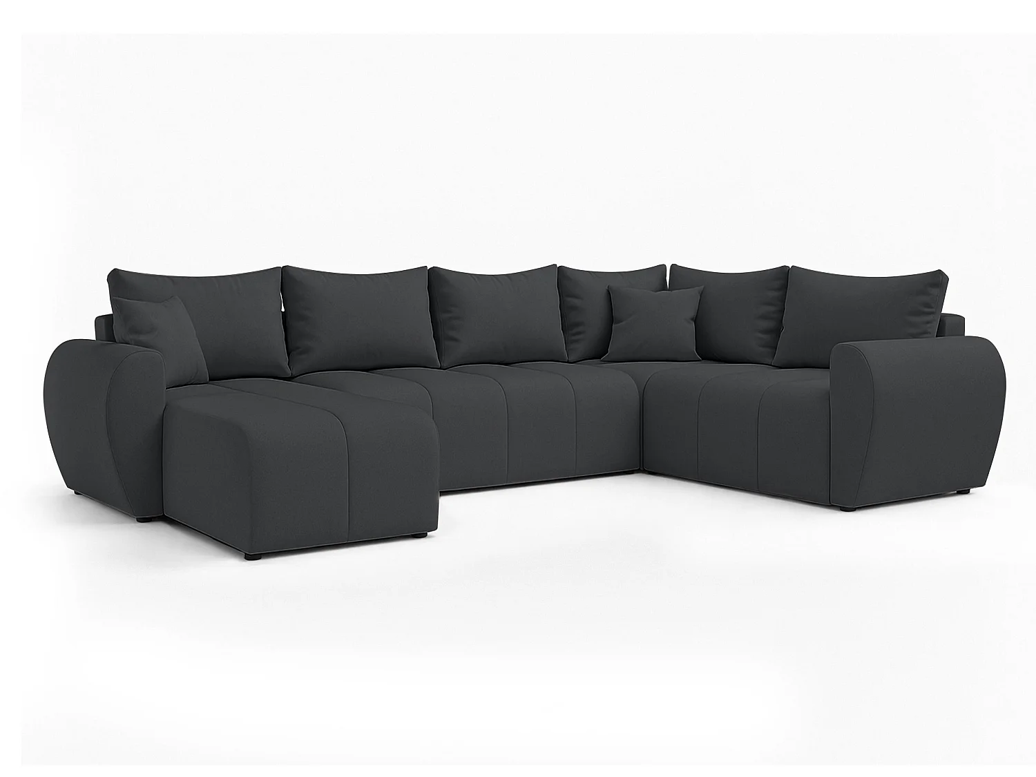 AX LIVING Canapé XXL en U Malatya gris foncé 303 cm convertible droite