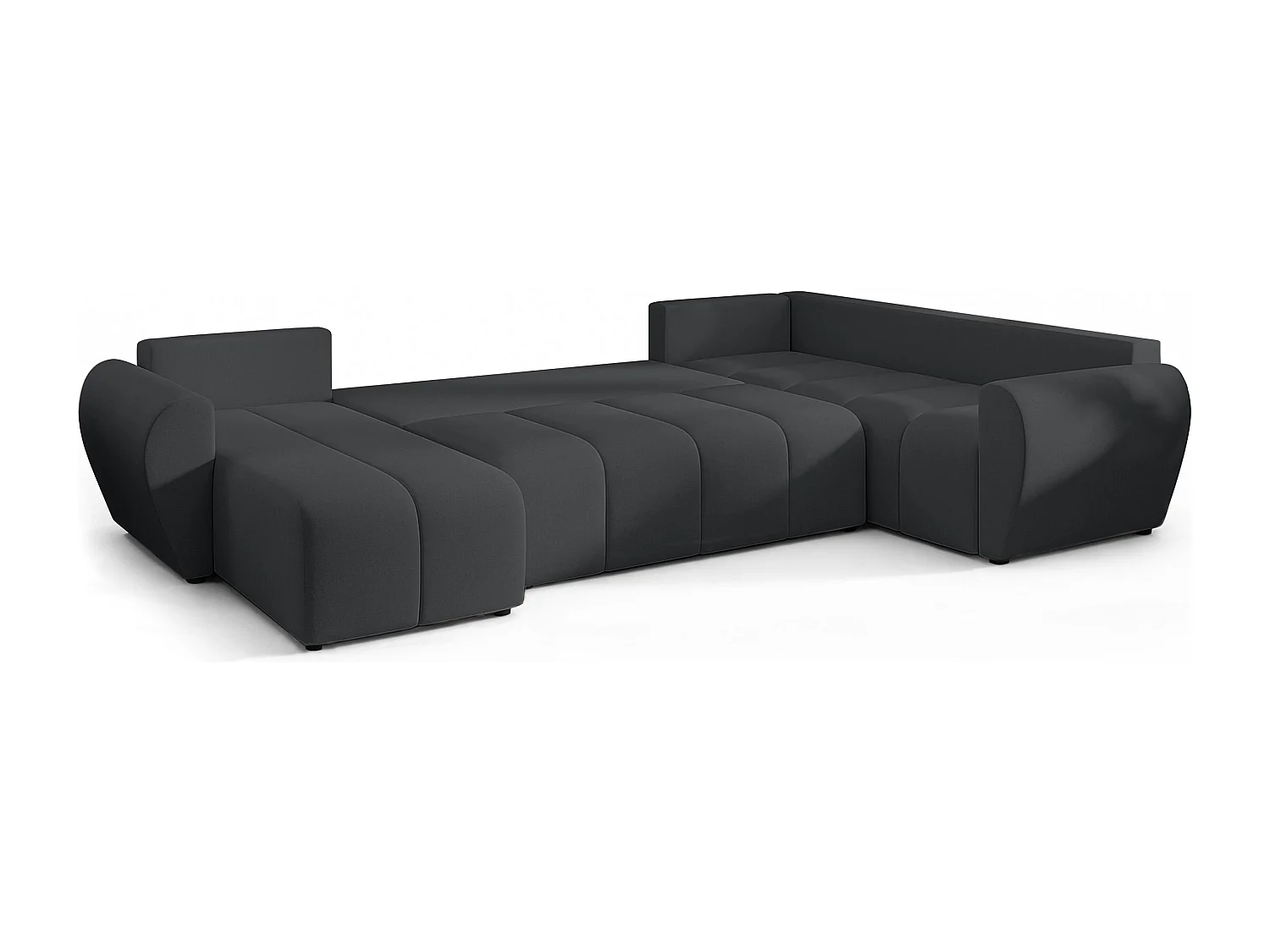 AX LIVING Canapé XXL en U Malatya gris foncé 303 cm convertible droite