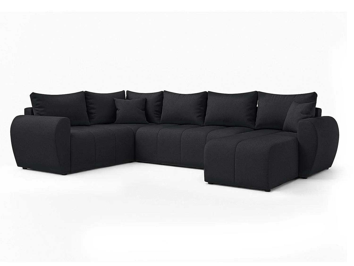 AX LIVING Canapé XXL en U Malatya noir 303 cm moderne convertible gauche