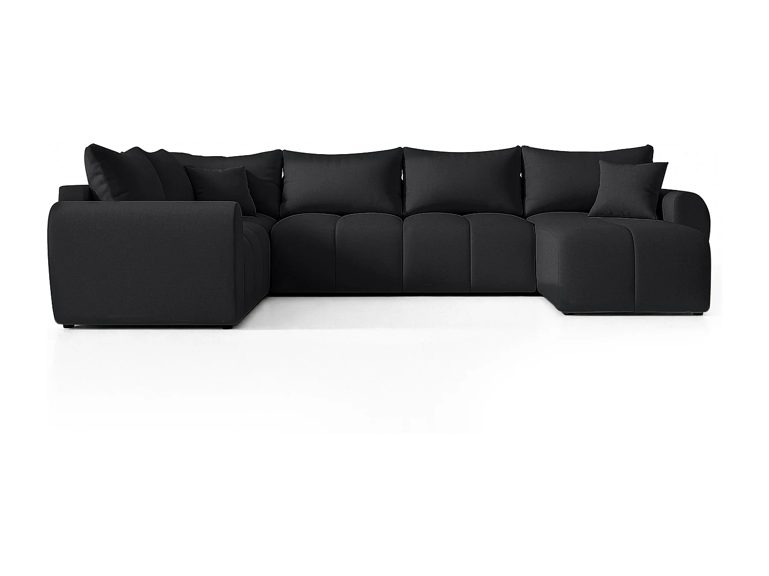 AX LIVING Canapé XXL en U Malatya noir 303 cm moderne convertible gauche