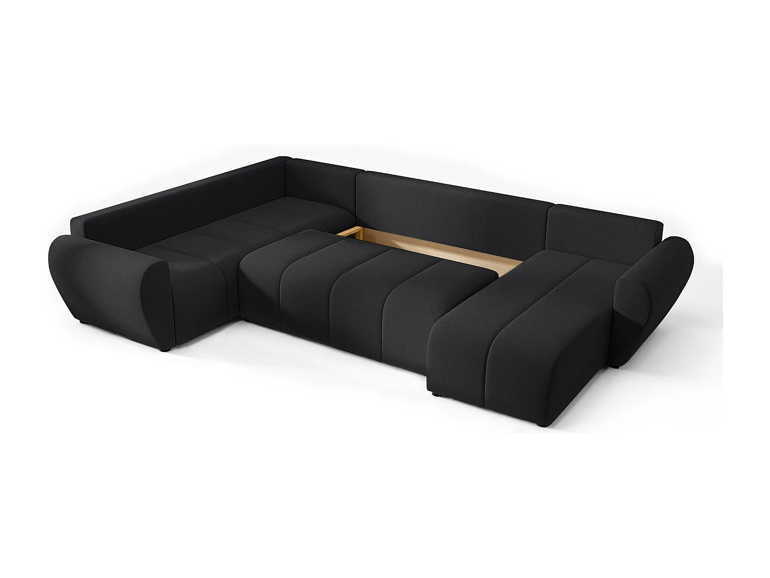 AX LIVING Canapé XXL en U Malatya noir 303 cm moderne convertible gauche