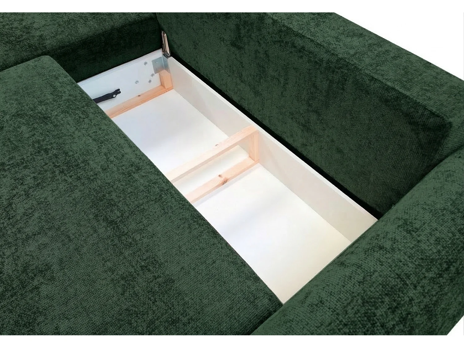 Canapé d’angle droit convertible élégant ZEPHIRA 258 × 170 cm en tissu FLOW 19 vert