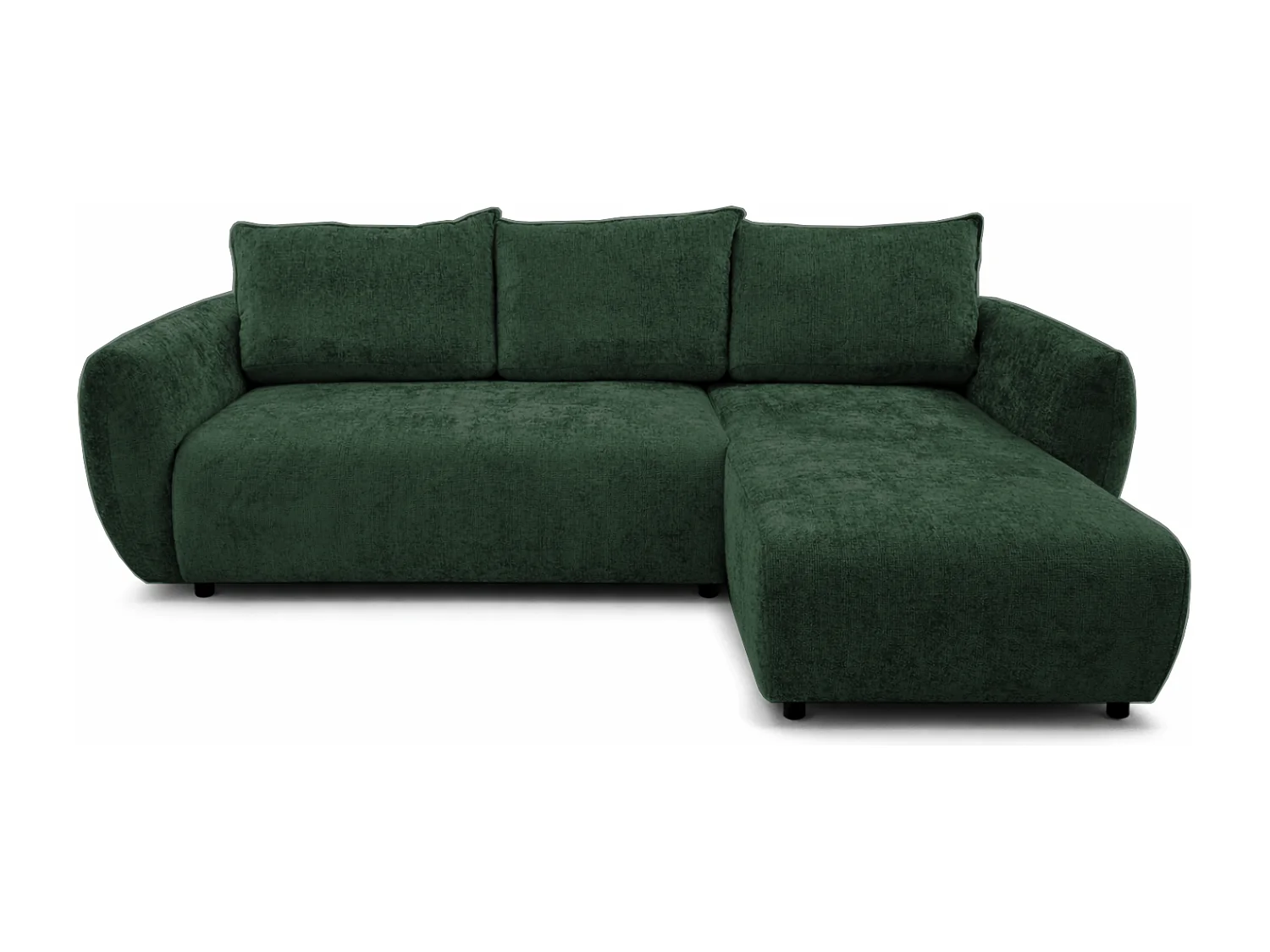Canapé d’angle droit convertible élégant ZEPHIRA 258 × 170 cm en tissu FLOW 19 vert