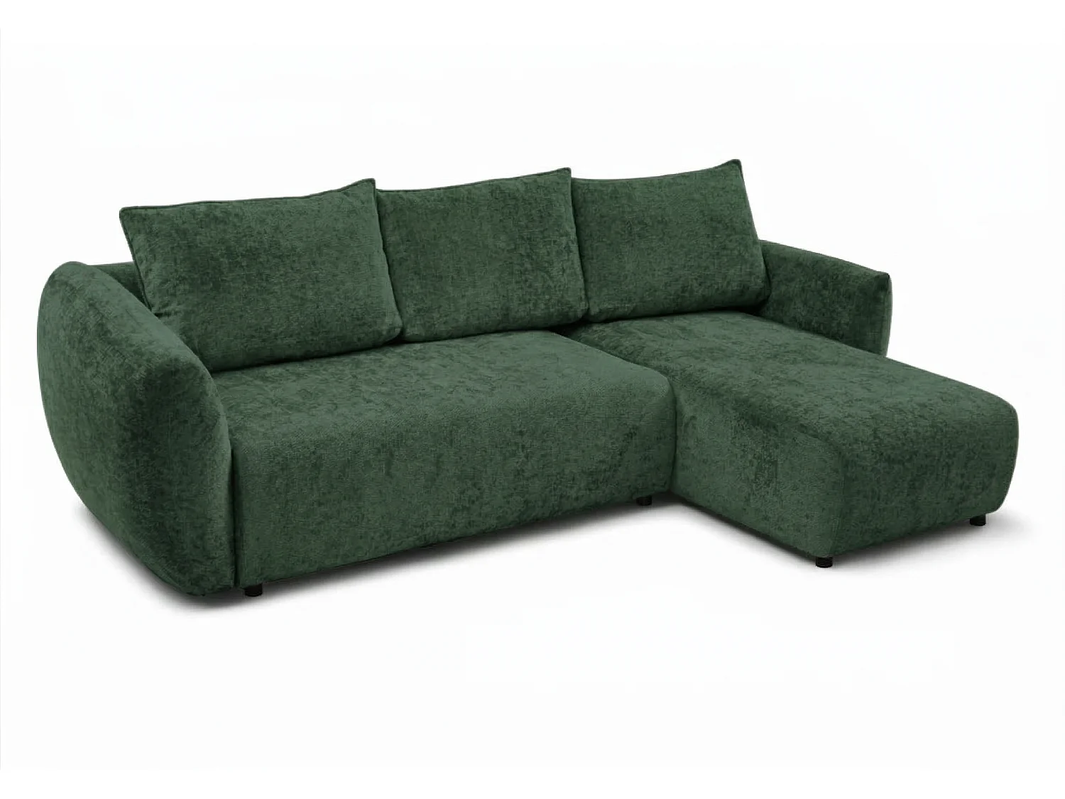 Canapé d’angle droit convertible élégant ZEPHIRA 258 × 170 cm en tissu FLOW 19 vert