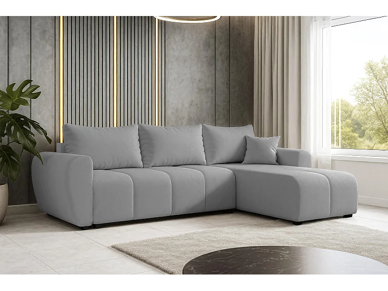 AX LIVING Canapé d’angle convertible Malatya L Mini gris clair droite