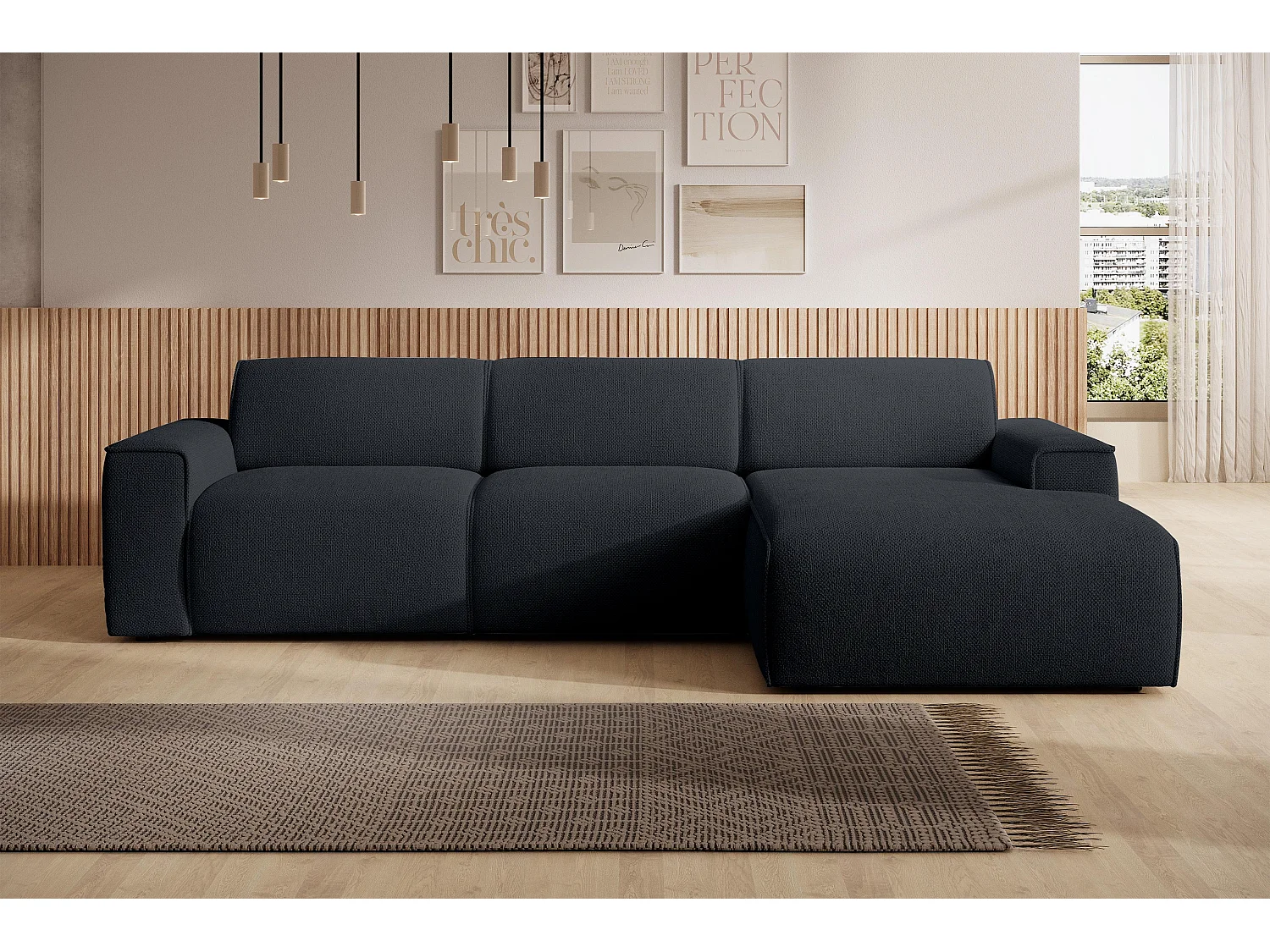 AX LIVING Couch Sofa L Form Didim mini Schwarz 310 cm breit, stilvoll R