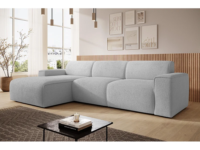 AX LIVING Canapé d’angle L Didim mini gris clair 310 cm moderne gauche