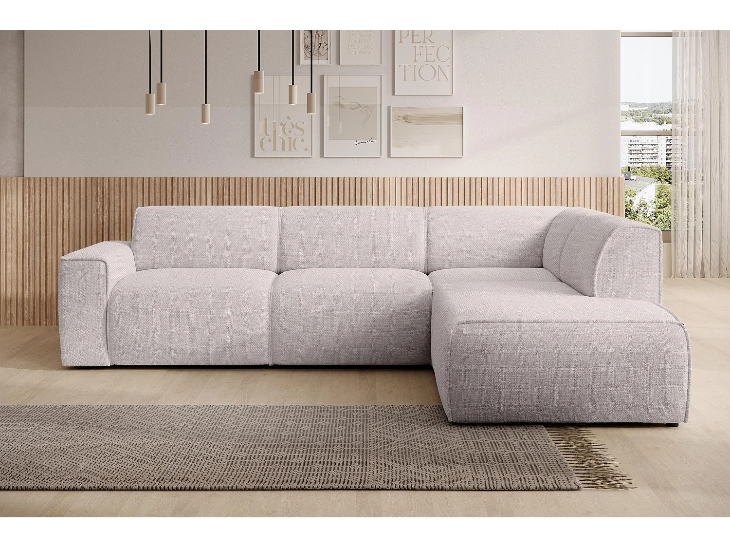AX LIVING Couch Sofa L Form Didim L Creme – 292 cm, stilvoll & bequem R