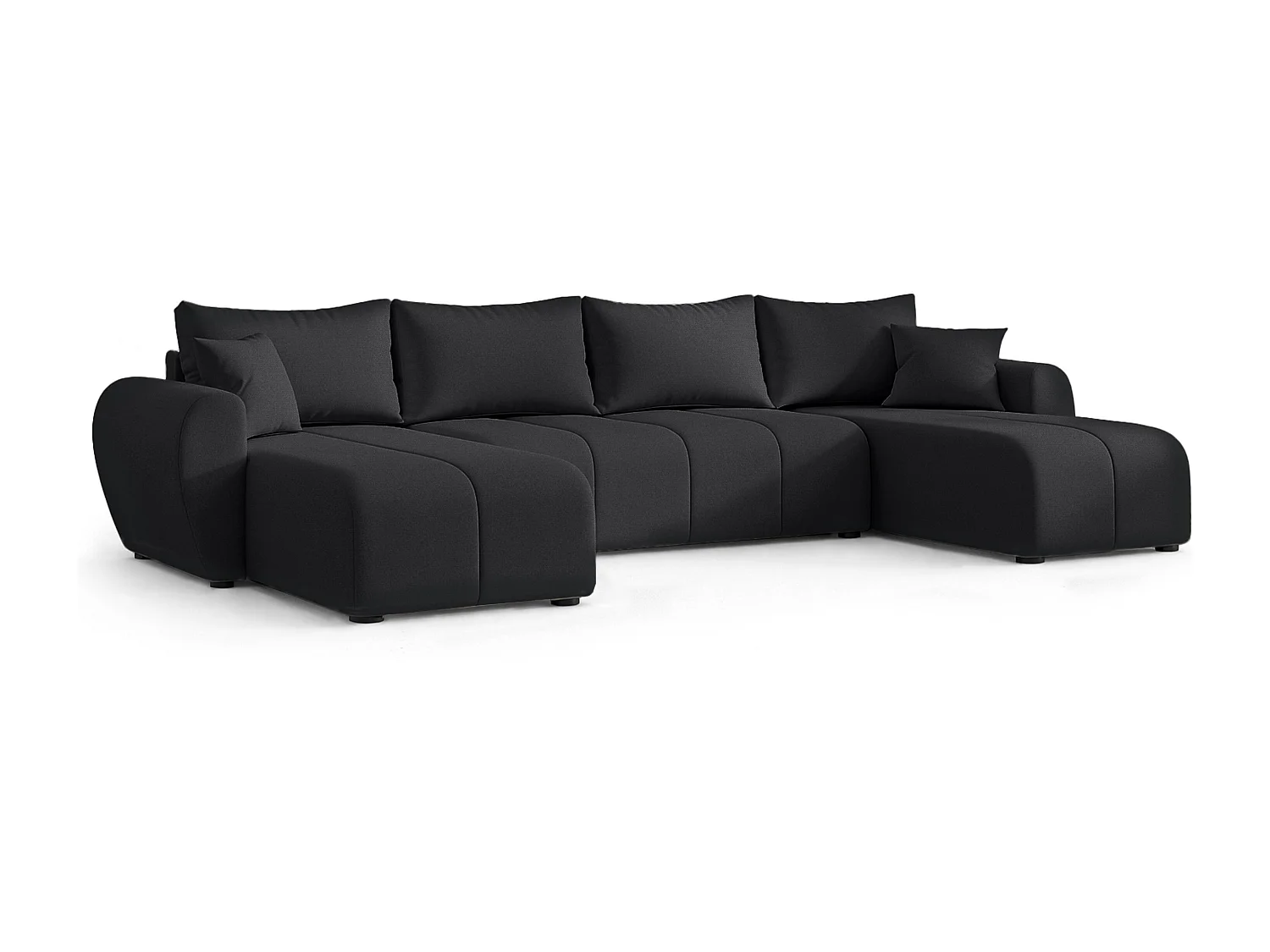 AX LIVING Canapé panoramique en U Malatya noir convertible 311 cm moderne