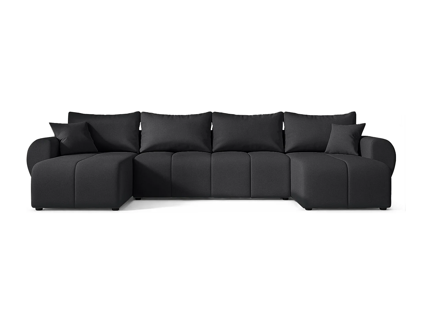 AX LIVING Canapé panoramique en U Malatya noir convertible 311 cm moderne