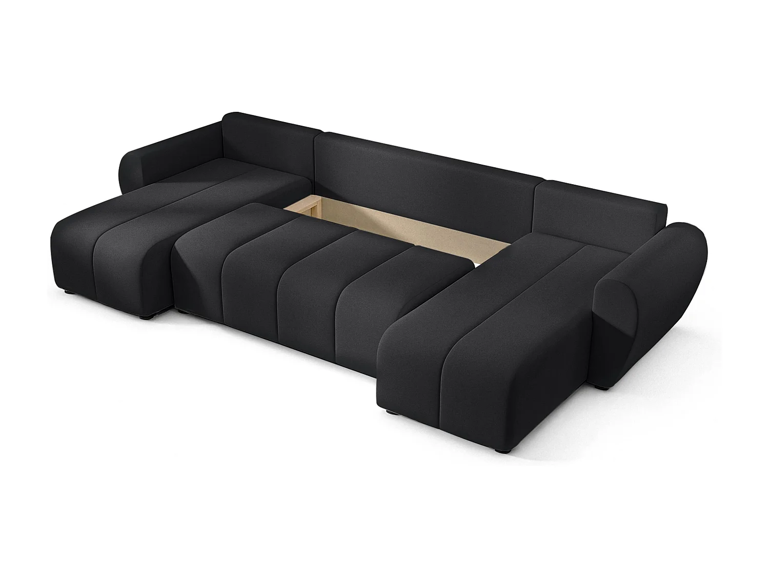 AX LIVING Canapé panoramique en U Malatya noir convertible 311 cm moderne