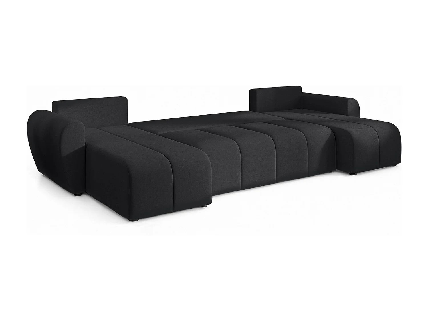 AX LIVING Canapé panoramique en U Malatya noir convertible 311 cm moderne