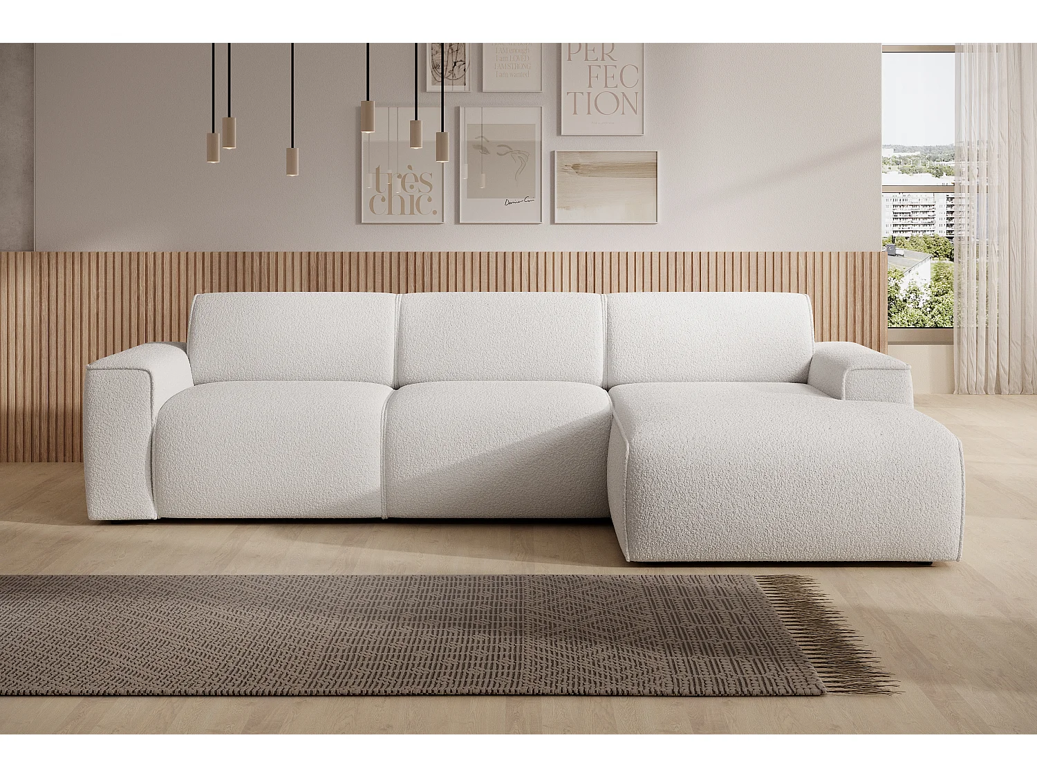 AX LIVING Couch Sofa L Form Didim mini Weiß 310 cm breit, stilvoll R