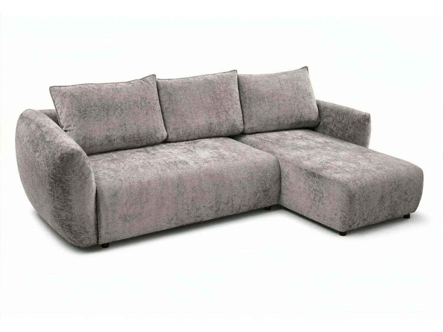 Canapé d’angle convertible droit ZEPHIRA 258 × 170 cm en tissu FLOW 1 gris