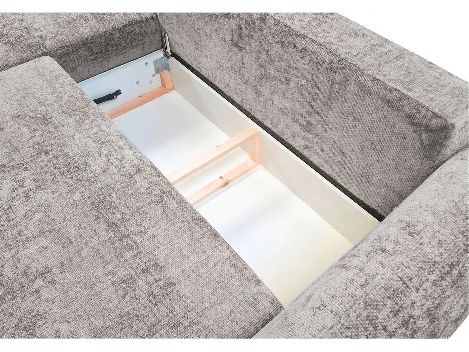 Canapé d’angle convertible droit ZEPHIRA 258 × 170 cm en tissu FLOW 1 gris