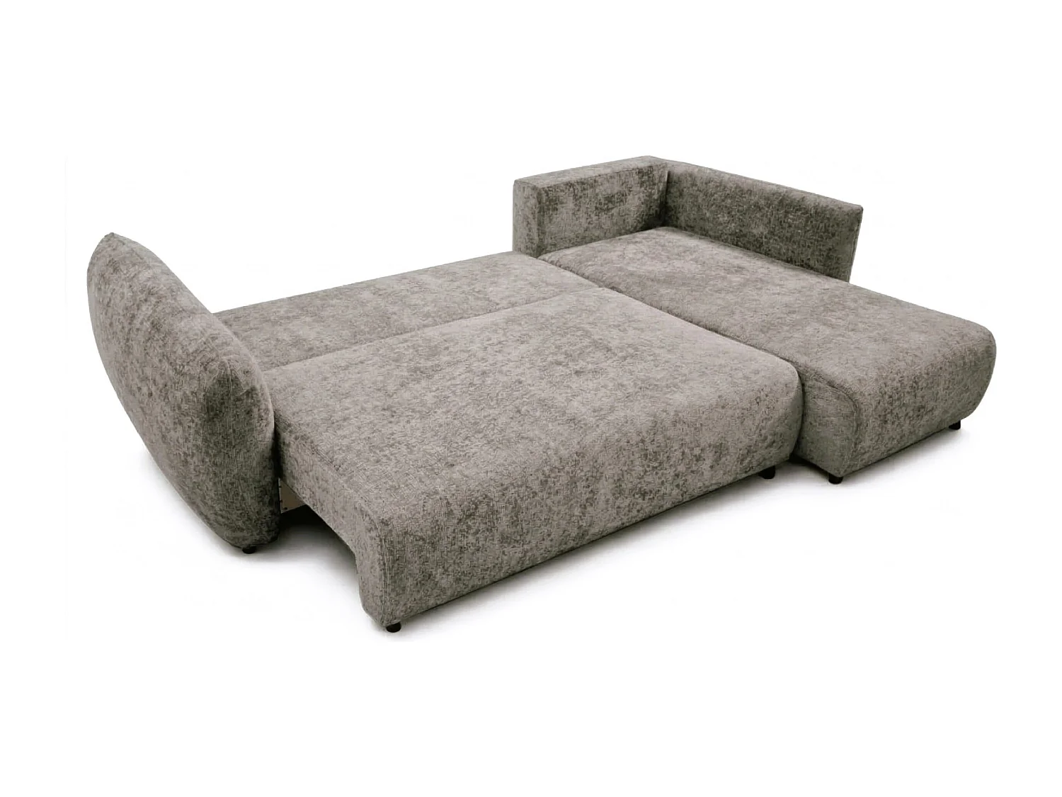 Canapé d’angle convertible droit ZEPHIRA 258 × 170 cm en tissu FLOW 1 gris