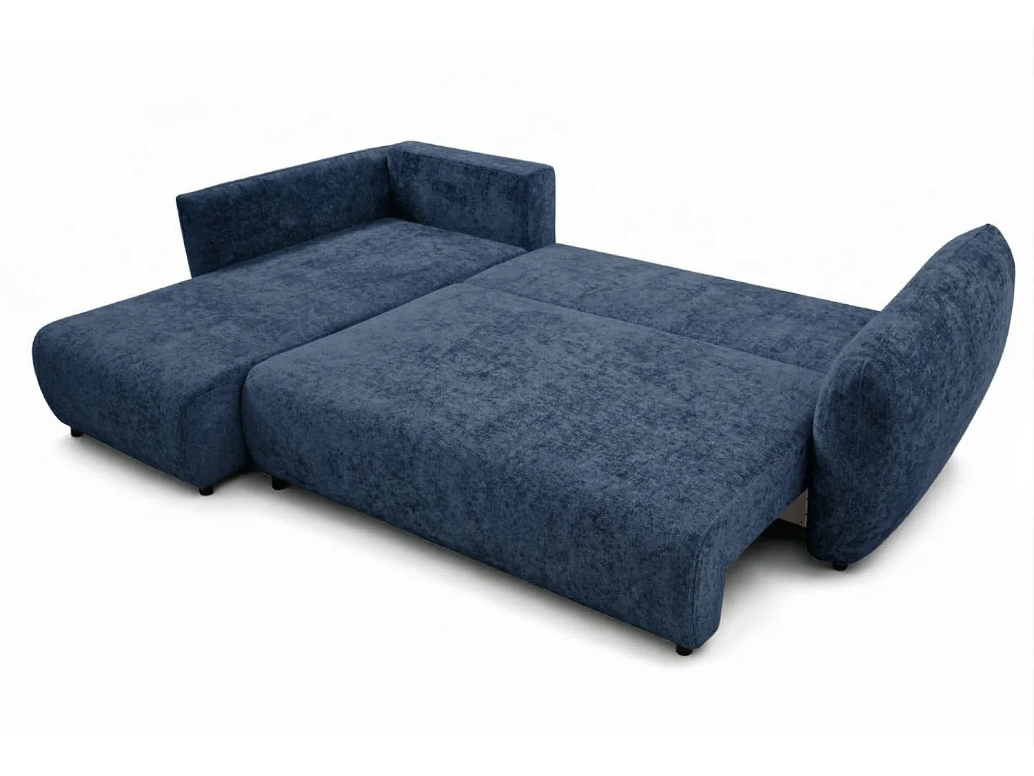 Canapé d’angle gauche convertible élégant ZEPHIRA 258 × 170 cm en tissu FLOW 22 bleu foncé