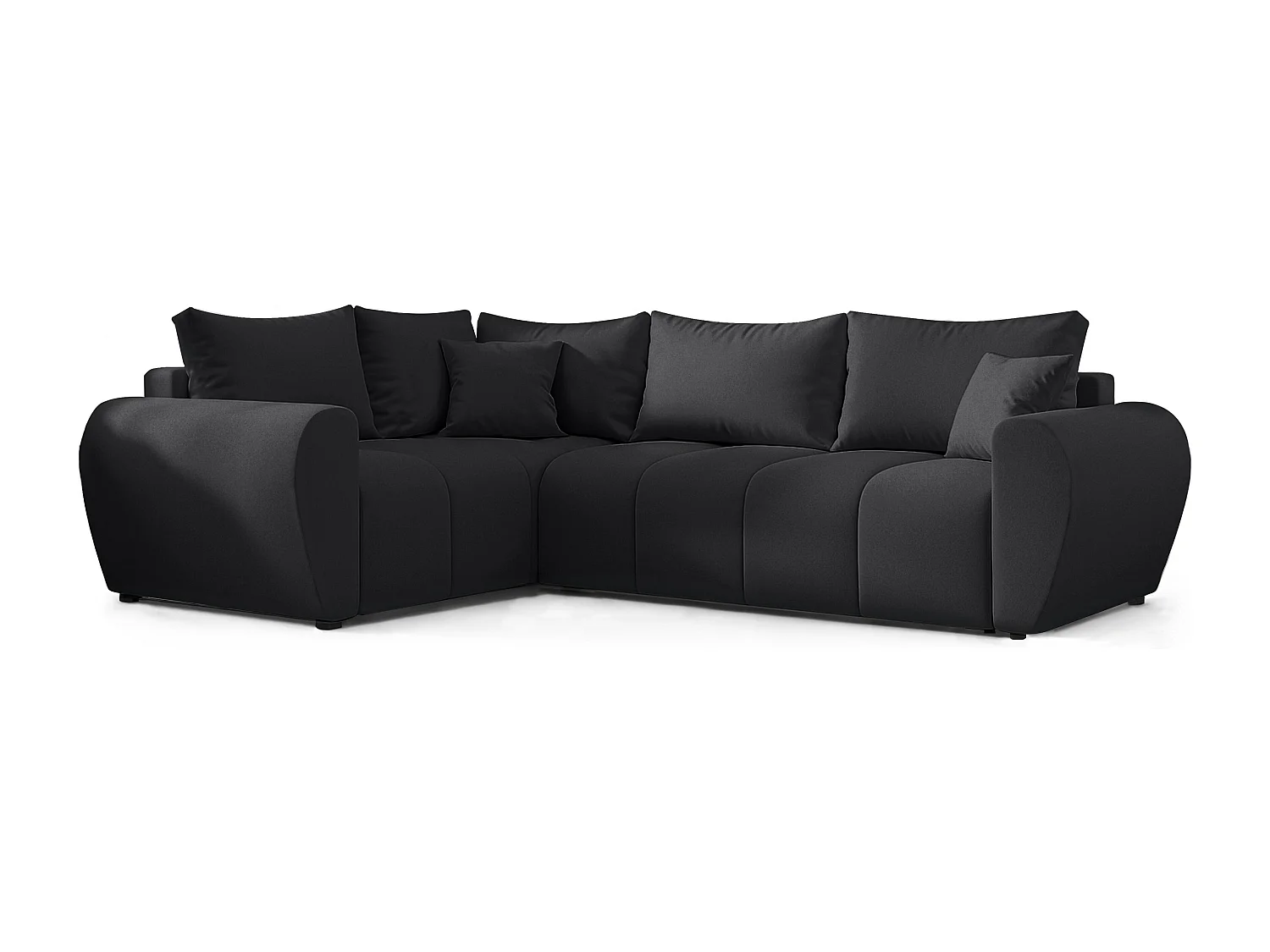 AX LIVING Canapé d’angle convertible Malatya L noir 235 cm confortable gauche