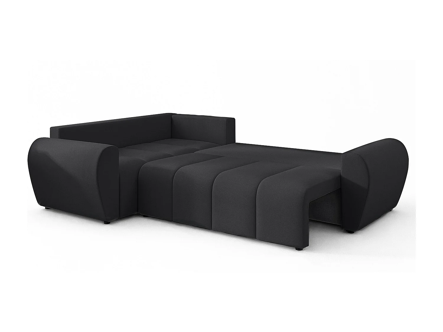 AX LIVING Canapé d’angle convertible Malatya L noir 235 cm confortable gauche