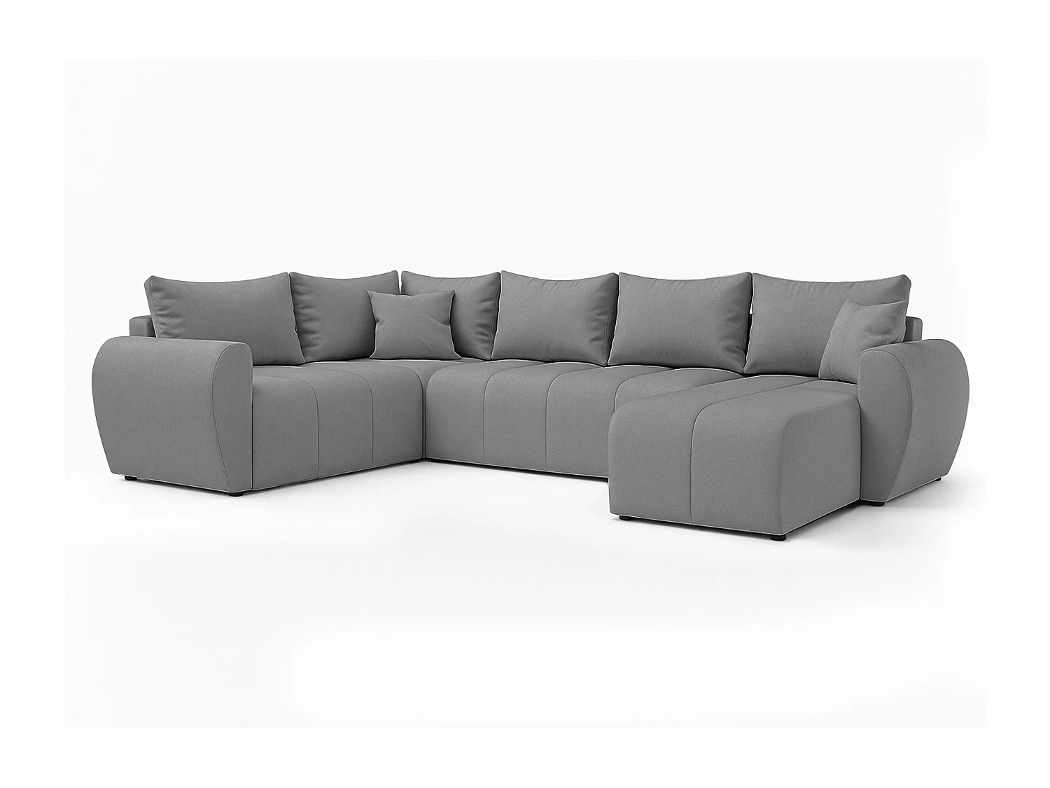 AX LIVING Canapé XXL en U Malatya gris clair 303 cm convertible gauche