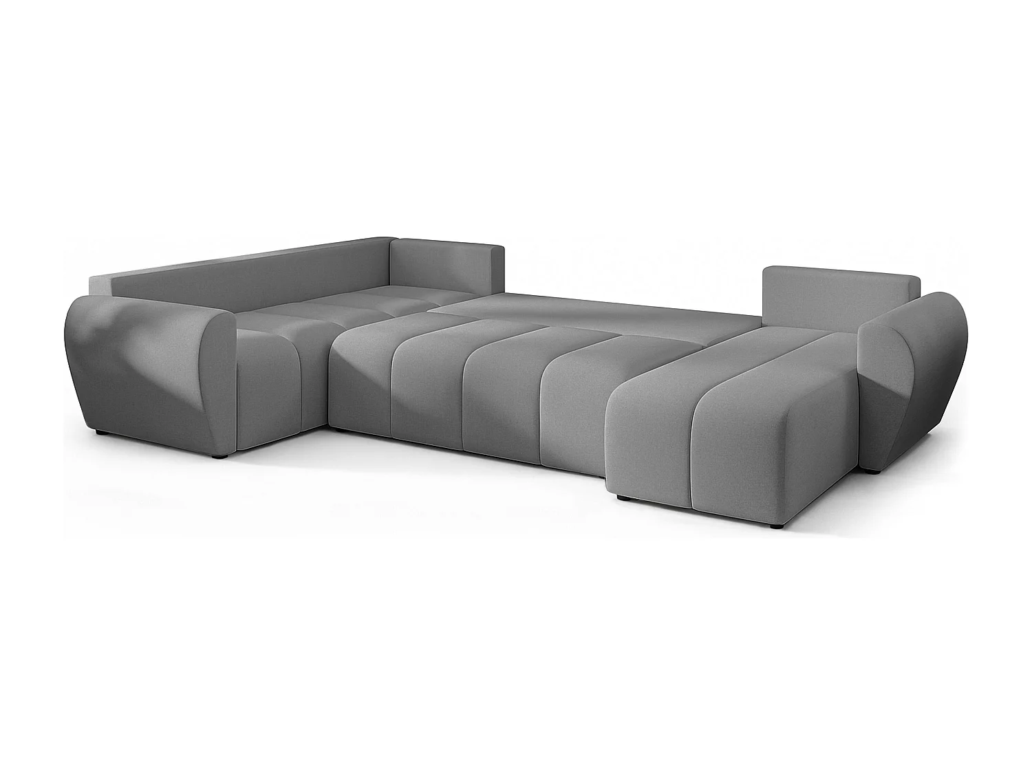 AX LIVING Canapé XXL en U Malatya gris clair 303 cm convertible gauche