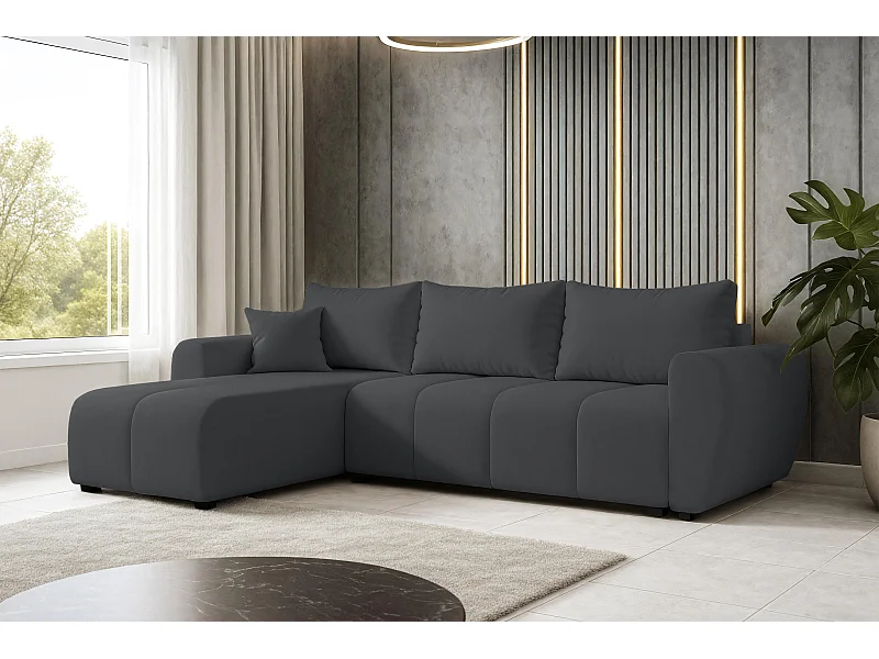 AX LIVING Canapé d’angle convertible Malatya L Mini gris foncé gauche